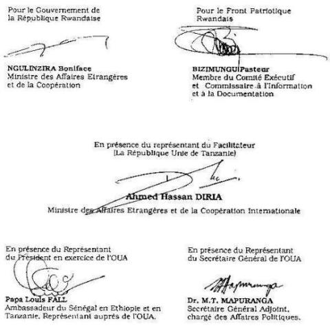 Les signataires du Protocole sur le Partage du Pouvoir(Transition)