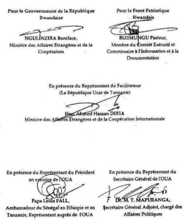 Les signataires du Protocole d'accord sur l'Etat de Droit