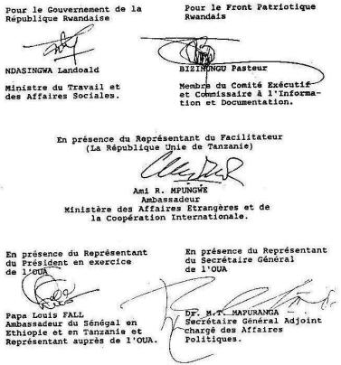 Les signataires du Protocole d'accord sur le rapatriement des réfugiés